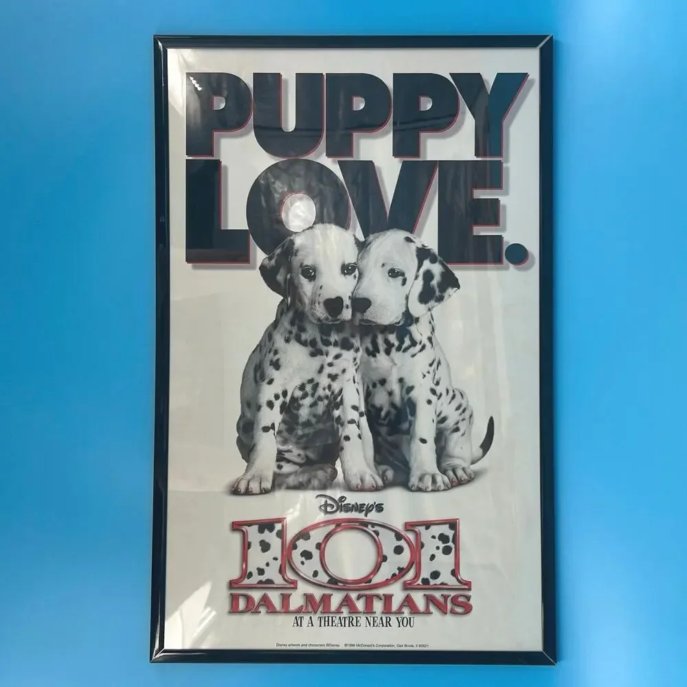90s Disney 101 Dalmatians McDonald’s Puppy Love Framed Poster 1990s Vintage
